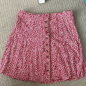 American Eagle Outfitters Red Floral A-Line Skirt